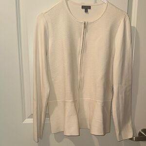 Talbots Cream Zip-Up Sweater